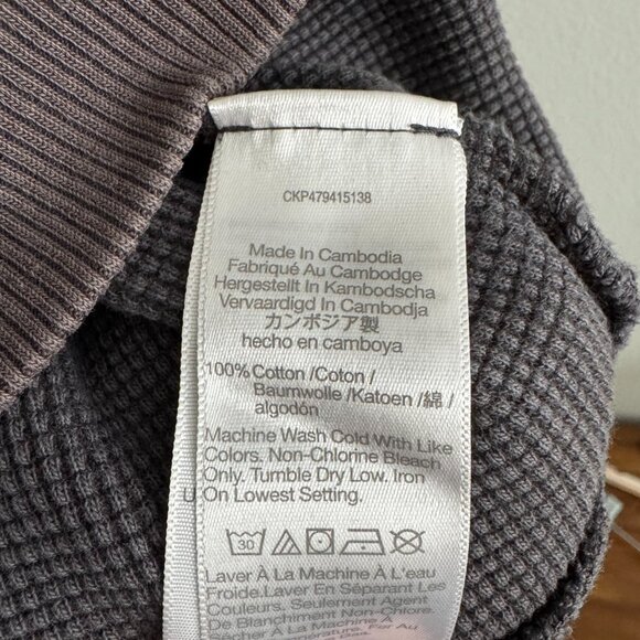 Madewell - Waffle Knit Boxy Sweatshirt Tee in Black Coal - Picture 9 of 11